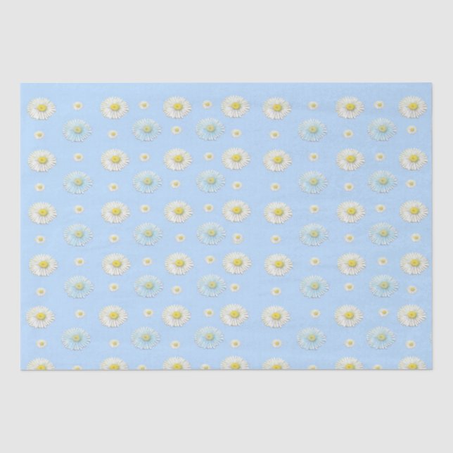 Daisy Pattern auf hellblauem Hintergrund Seidenpapier (Vorderseite)