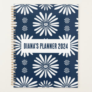 Daisy Pattern Blume Blooms Floral Navy CUSTOM Planer