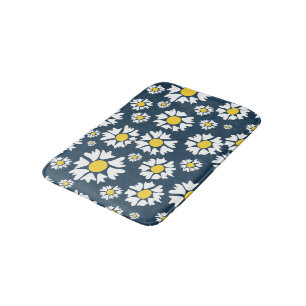 Daisy Pattern, Blumenmuster, weiße Daisien Badematte