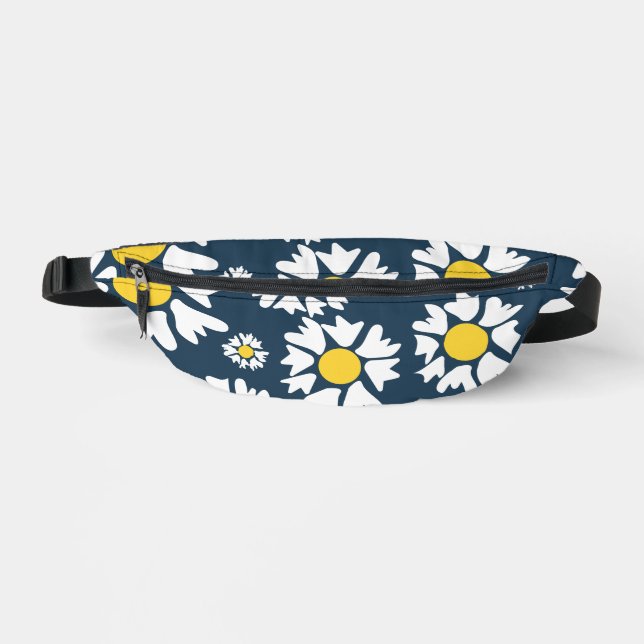 Daisy Pattern, Blumenmuster, weiße Daisien Bauchtasche (Vorderseite)