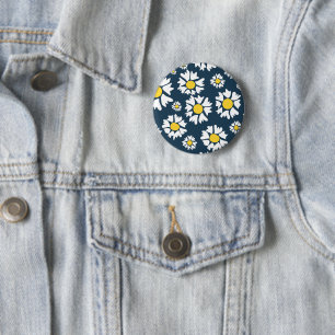 Daisy Pattern, Blumenmuster, weiße Daisien Button