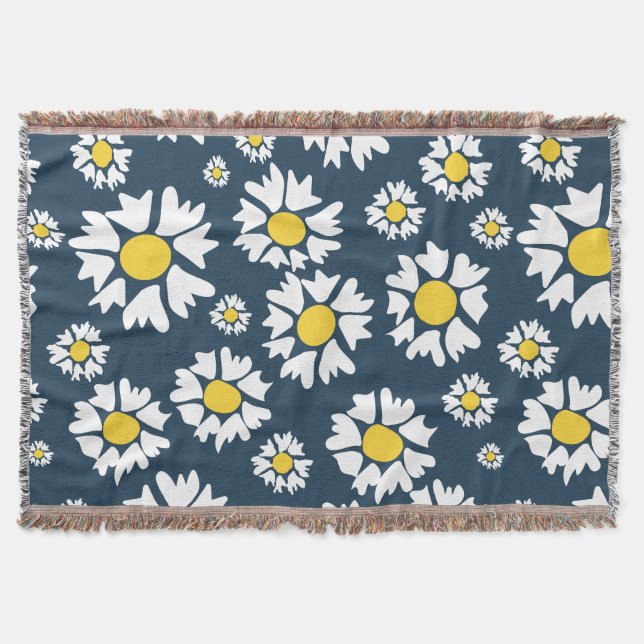 Daisy Pattern, Blumenmuster, weiße Daisien Decke (Vorderseite)