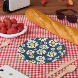 Daisy Pattern, Blumenmuster, weiße Daisien Pappteller