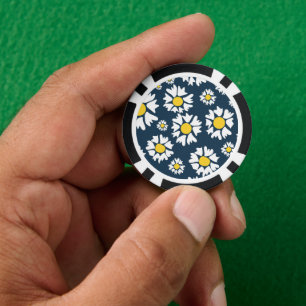 Daisy Pattern, Blumenmuster, weiße Daisien Pokerchips