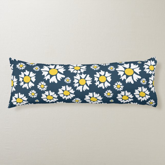 Daisy Pattern, Blumenmuster, weiße Daisien Seitenschläferkissen (Vorderseite)