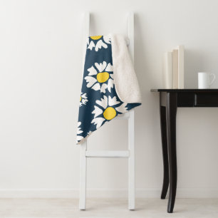 Daisy Pattern, Blumenmuster, weiße Daisien Sherpadecke