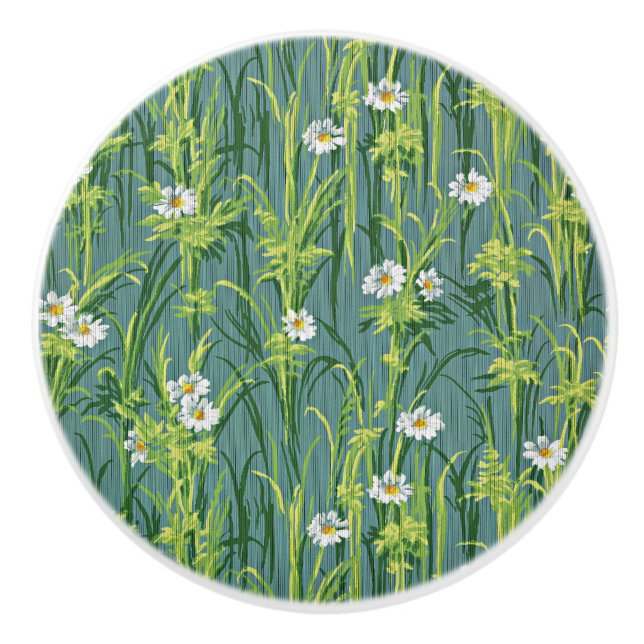 Daisy Pattern, green pattern, Keramikknauf (Vorderseite)