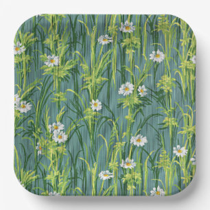 Daisy Pattern, grünes Muster, Pappteller