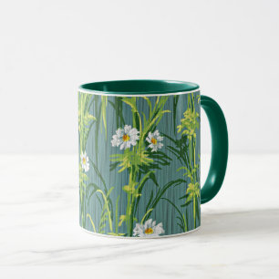 Daisy Pattern, grünes Muster, Tasse