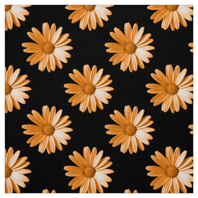 Daisy Pattern - Light Orange auf Black Stoff (Muster)