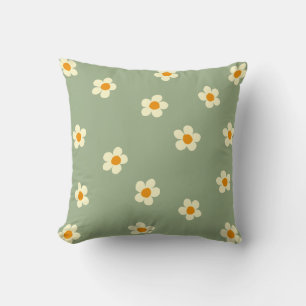 Daisy Pattern Niedlich Modern Green Kissen