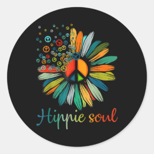 Daisy Peace Sign Hippie Soul Blume Liebe Geschenke Runder Aufkleber