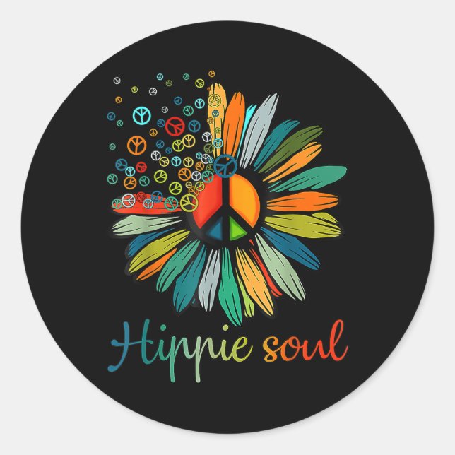 Daisy Peace Sign Hippie Soul Blume Liebe Geschenke Runder Aufkleber (Vorderseite)