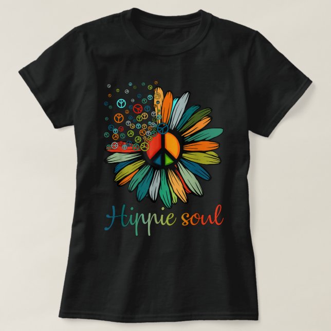 Daisy Peace Sign Hippie Soul Blume Liebe Geschenke T-Shirt (Design vorne)