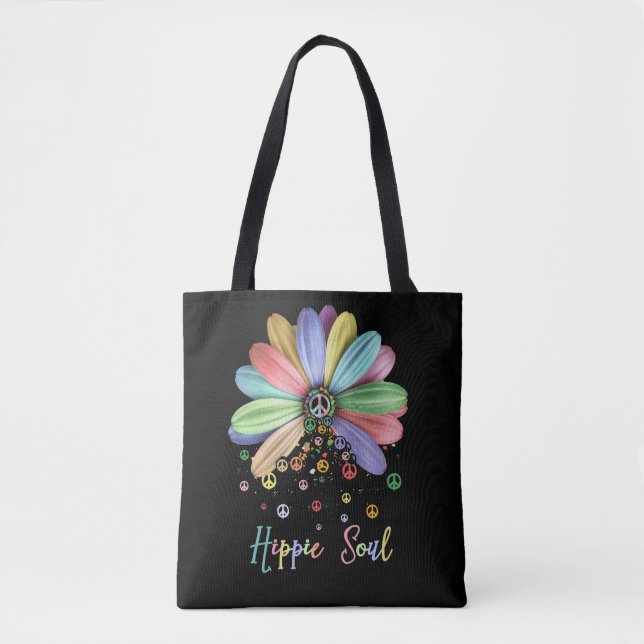 Daisy Peace Sign Hippie Soul Blume Lovers Tasche (Vorderseite)