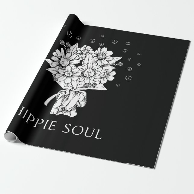 Daisy Peace Sign Hippie Soul Geschenkpapier (Ungerollt)