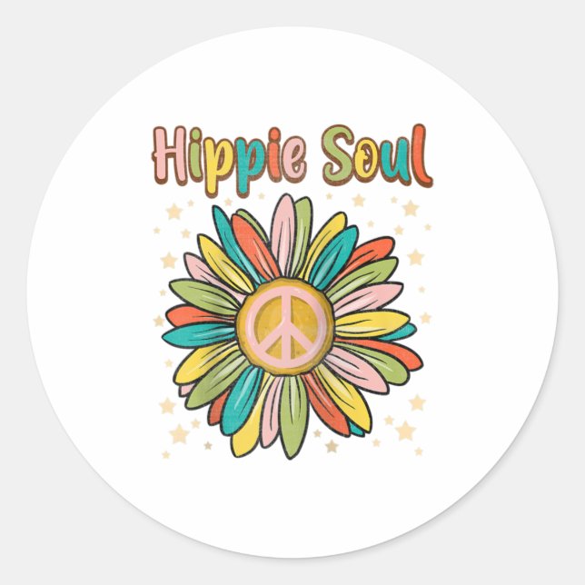 Daisy Peace Sign Hippie Soul Niedlich Daisy Runder Aufkleber (Vorderseite)