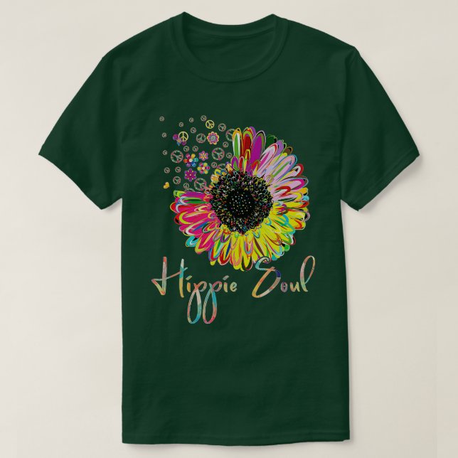 Daisy Peace Sign LOVE Hippie Soul Flower Lovers 60 T-Shirt (Design vorne)