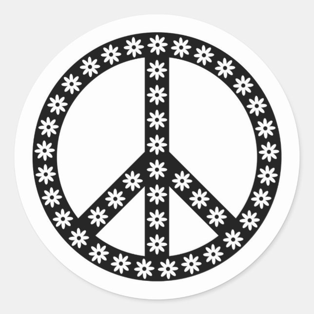 Daisy Peace Symbol Runder Aufkleber (Vorderseite)