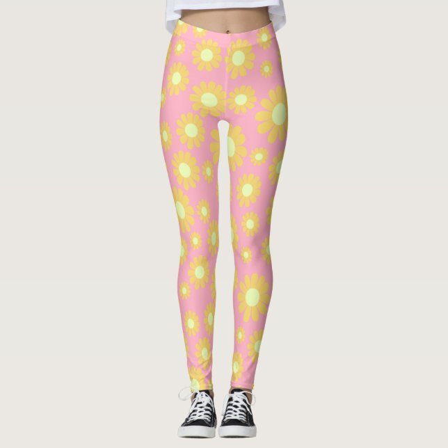 Daisy Peach Orange Leggings (Vorderseite)