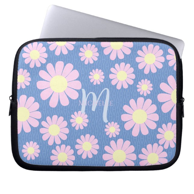 Daisy Pink Blue Laptopschutzhülle (Vorderseite)