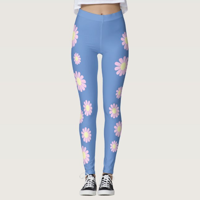Daisy Pink Blue Leggings (Vorderseite)