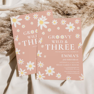 Daisy Pink Blush Kindergeburtstag Einladung