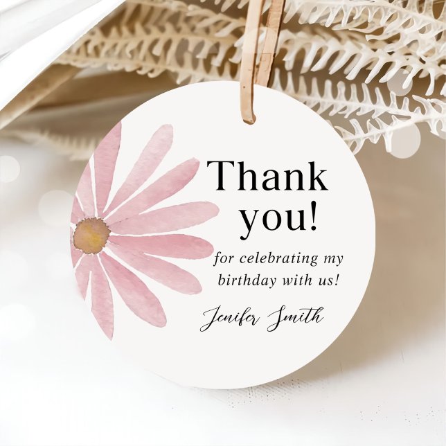 Daisy Pink Girl First Birthday Party Geschenkanhänger (Von Creator hochgeladen)