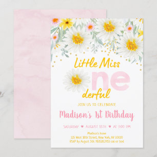 Daisy Pink Gold Wild Einladung zum ersten Geburtst