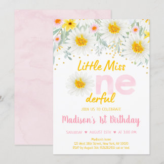 Daisy Pink Gold Wild Einladung zum ersten Geburtst