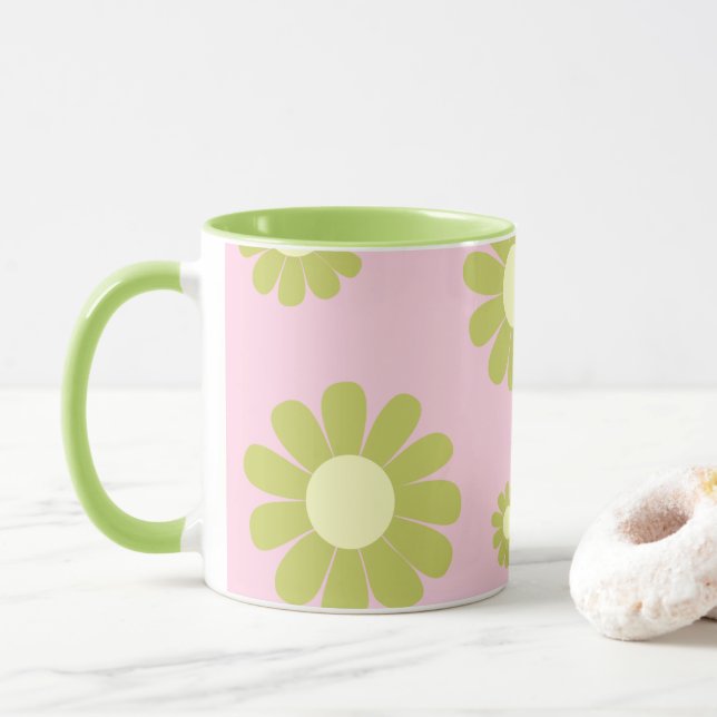 Daisy Pink Green Tasse (Mit Donut)