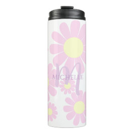 Daisy Pink Monogram Thermosbecher