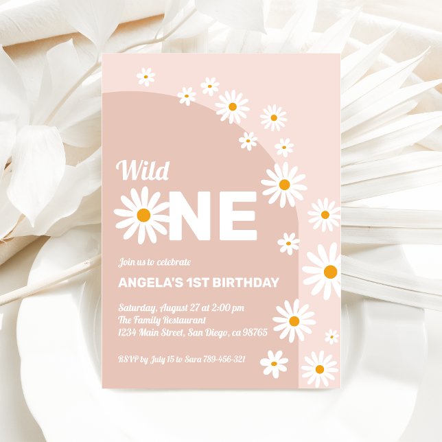 Daisy pink wild one Girl 1. Geburtstag Einladung (Von Creator hochgeladen)