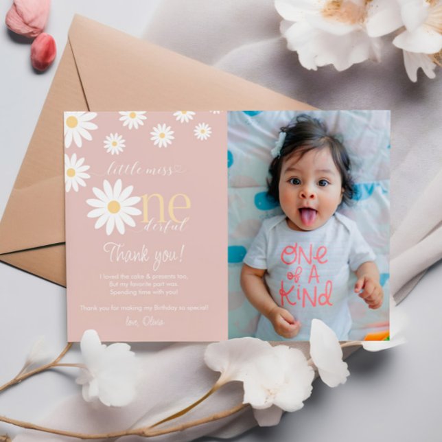 Daisy Premier anniversaire Carte de remerciements  (Créateur téléchargé)