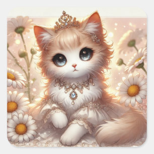 Daisy Princess Cat Quadratischer Aufkleber