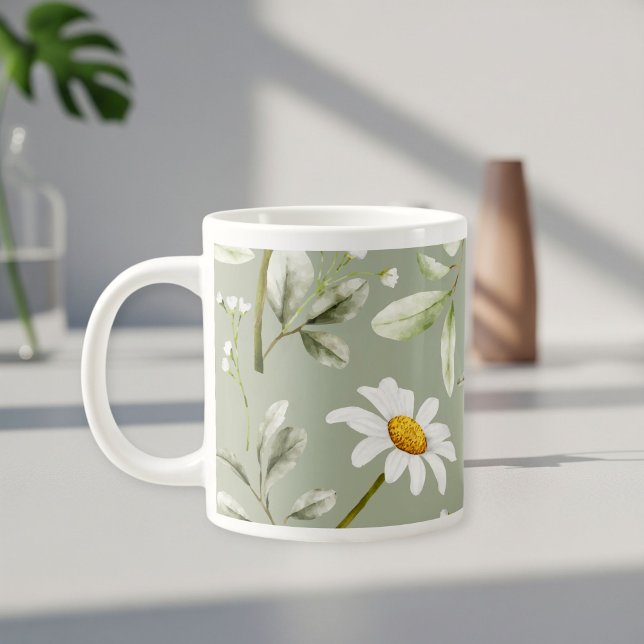 Daisy Print Coffee Mug Wraparound Design  Jumbo-Tasse (Von Creator hochgeladen)