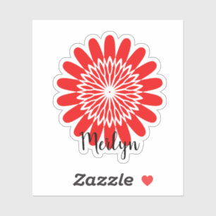 Daisy Red Blume Floral Individuelle Name Custom Aufkleber