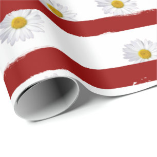 Daisy Red Strips Geschenkpapier