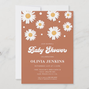 Daisy Retro Baby Shower Invitations