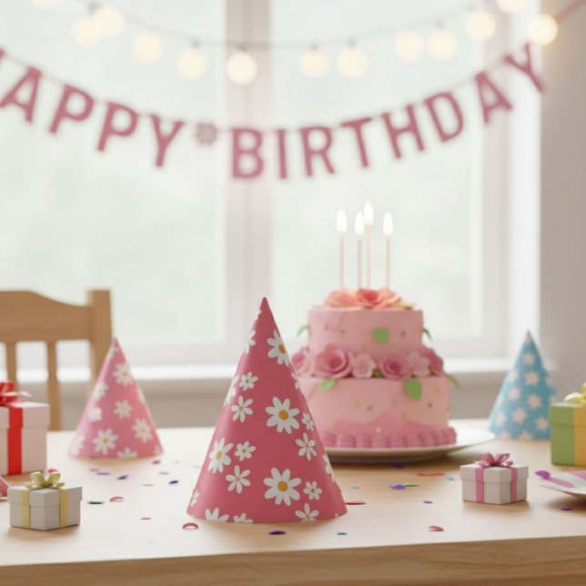 Daisy Retro birthday party hats Partyhütchen (Von Creator hochgeladen)