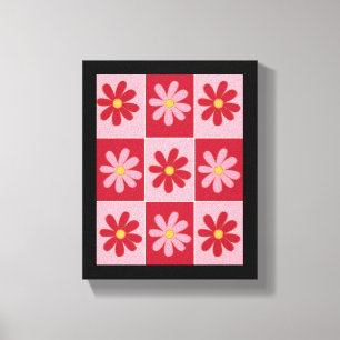 Daisy Retro-Blumenmuster  Leinwanddruck
