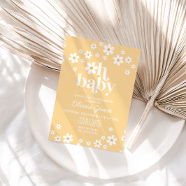 Daisy Retro gelbe Blütendusche Einladung