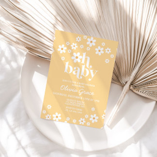 Daisy Retro gelbe Blütendusche Einladung