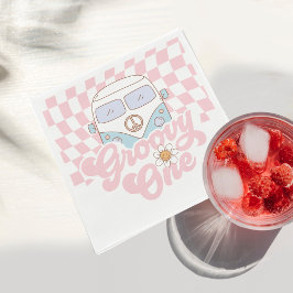 Daisy & Retro Van Pink Groovy 1. Geburtstag Serviette