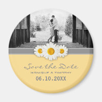 Daisy Ribbon - Gelb, grau und weiß Save the Date