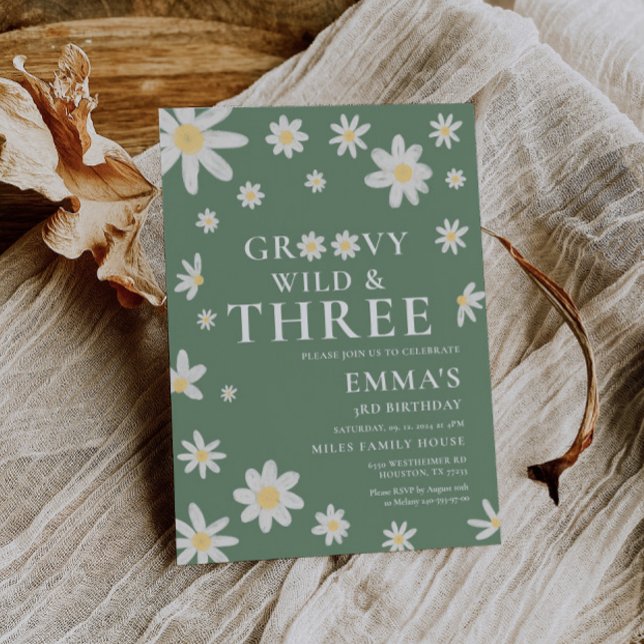 Daisy Sage Green Kindergeburtstag Einladung (Von Creator hochgeladen)