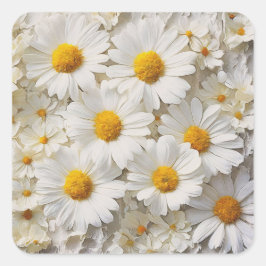 Daisy-Sammlung auf beschädigtem Papier Quadratischer Aufkleber
