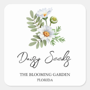 Daisy Seeds-Label Quadratischer Aufkleber