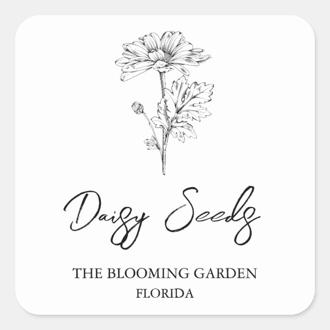 Daisy Seeds-Label Quadratischer Aufkleber (Vorderseite)