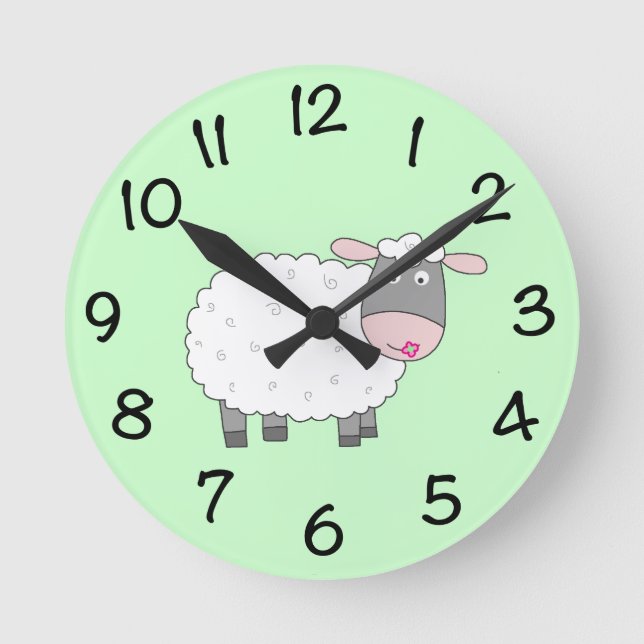 Daisy Sheep Runde Wanduhr (Vorderseite)